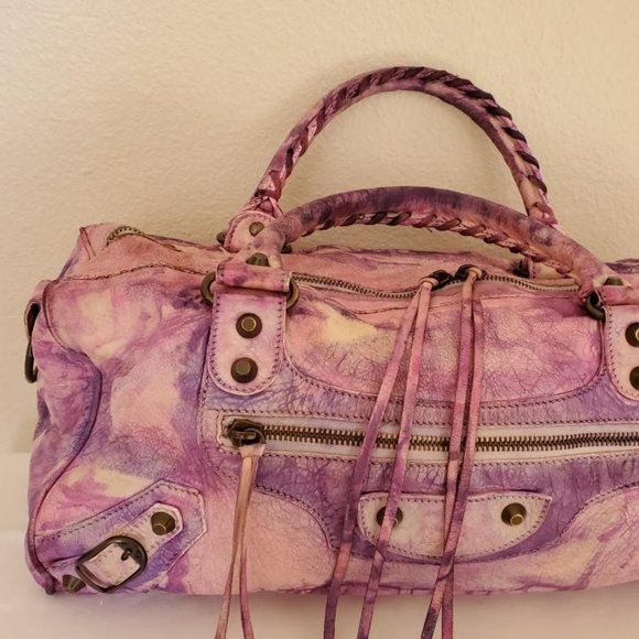 Balenciaga Graffiti City bag white pink Purple tie dyed painted twiggy giant - Picture 6 of 10